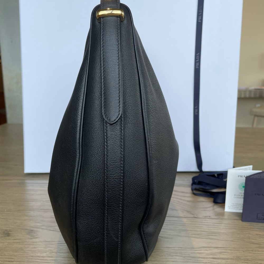 Prada Black Hobo Leather Bag - Picture 7 of 11
